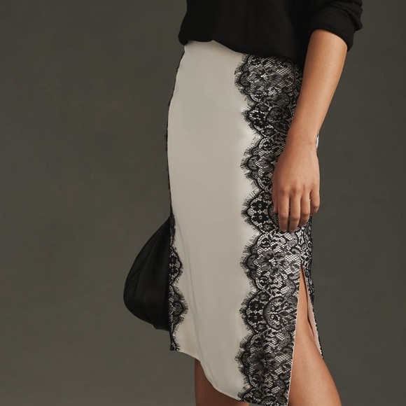 Maeve Black and White Lace Midi Skirt - Picture 2 of 4